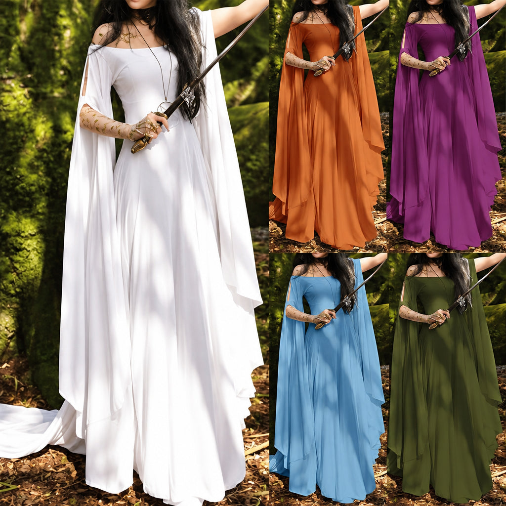 wish New party Long Sleeve Crewneck Belt Women Dress Halloween Women's Long Dress
