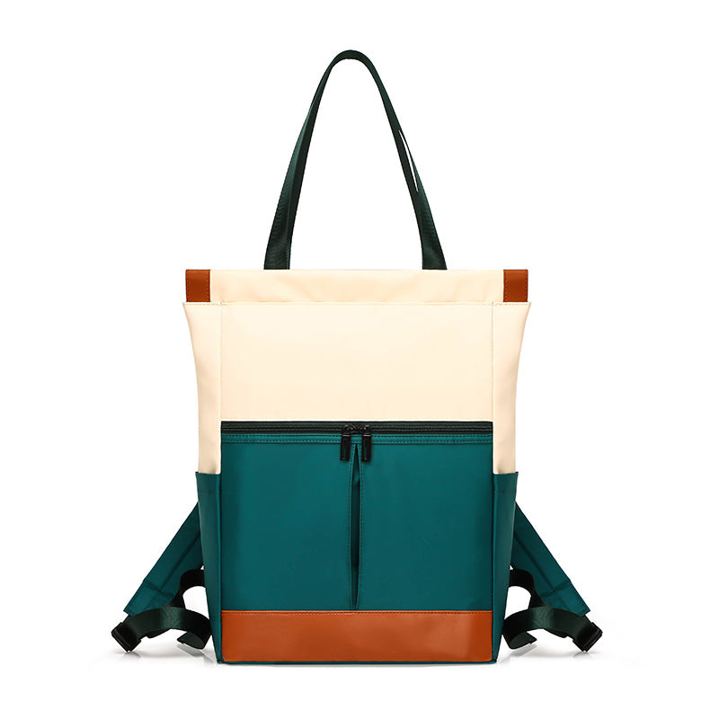 Nylon Casual Bag Student Backpack Female Youth Color Matching Multi-Functional Single Shoulder Backpack Dual-Use Contrasting Color Computer Bag for Women