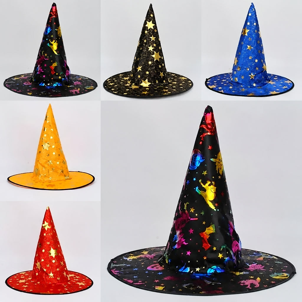 Hawei Halloween adult children's performance witch hat fancy dress dance performance black pointed hat five-star witch hat