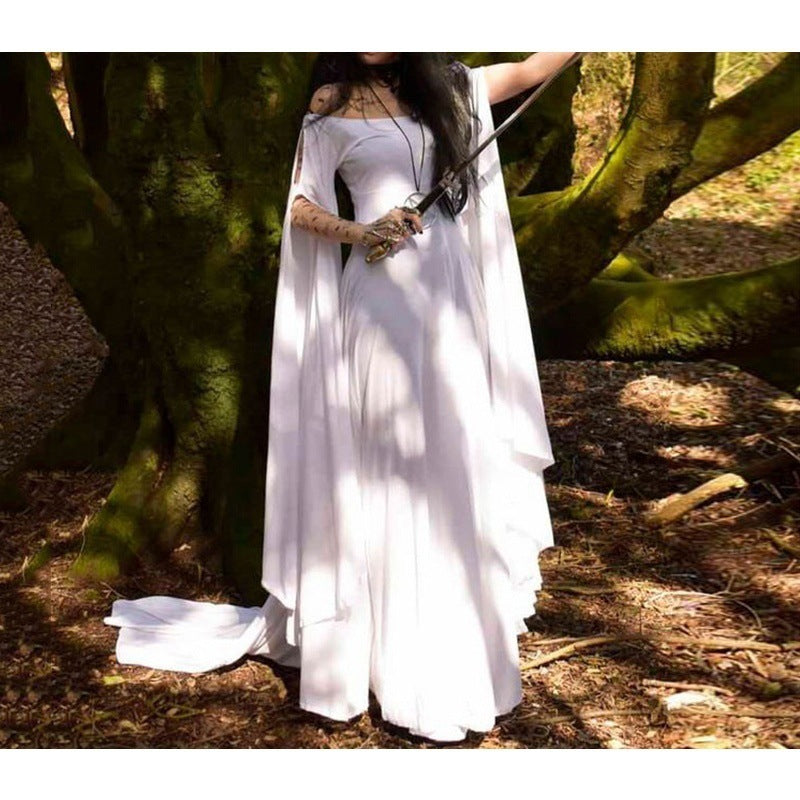 wish New party Long Sleeve Crewneck Belt Women Dress Halloween Women's Long Dress