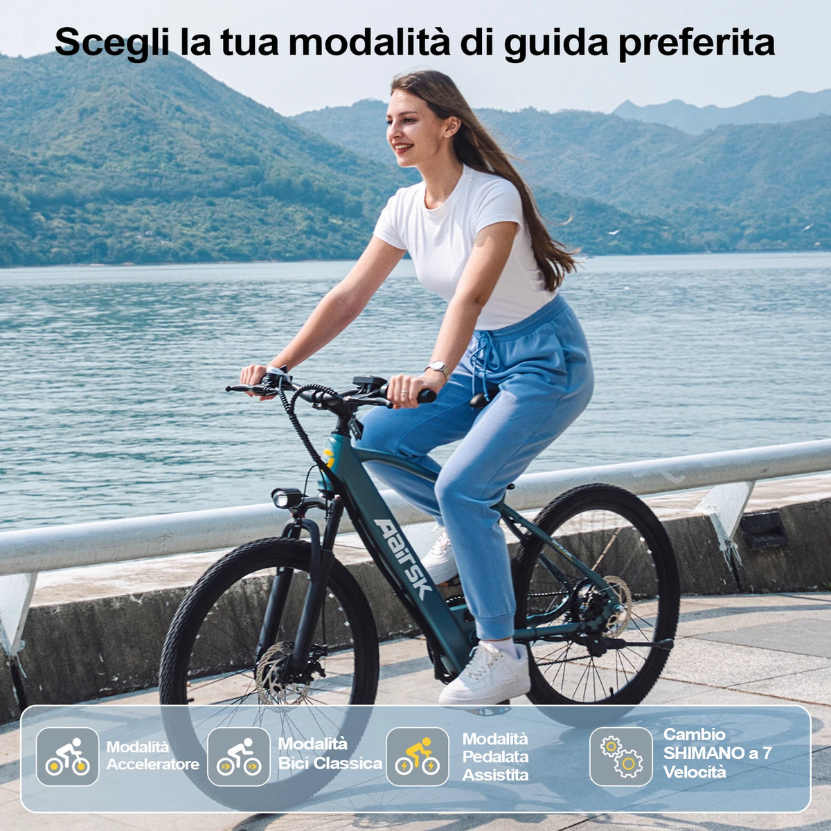 26' Electric Mountain Bike for Adults, 250W Brushless Motor, 36V 10Ah 468Wh Battery, Up to 40 Miles Range, 25km/h 7-Speed E Bike, Front Suspension NFC Unlock