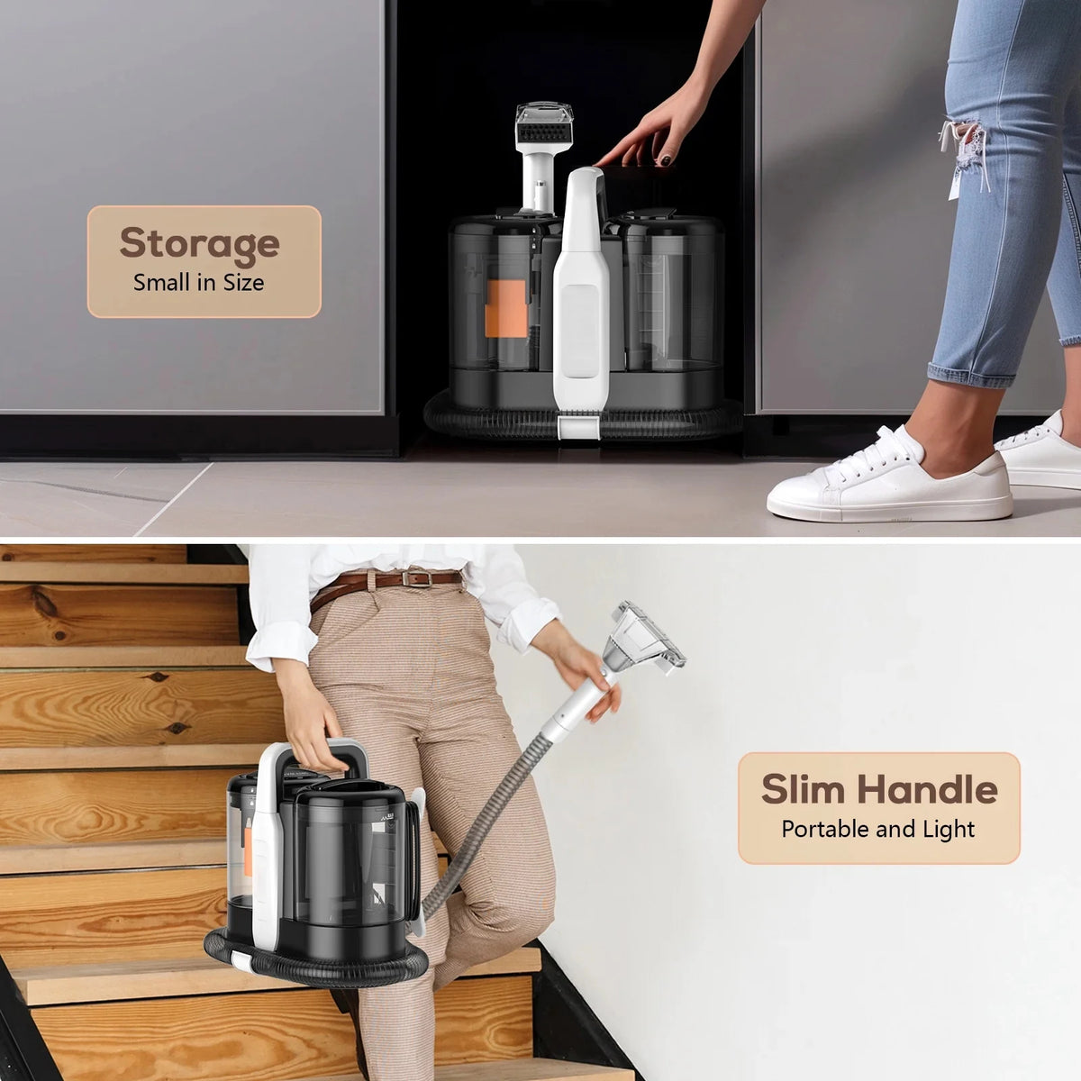 Teendow C5 Carpet Cleaner & Vacuum,  500W Powerful Pet Hair Removal, 1500ml Tank for Carpets, Sofas, Car Interior Cleaning