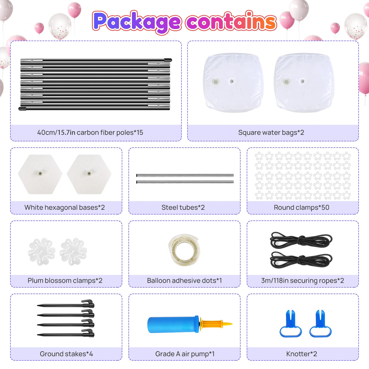Balloon Stand Holder Adjustable Balloon Arch Kit with Base Half Arch Balloon Support For Birthday Wedding Party Baby Shower