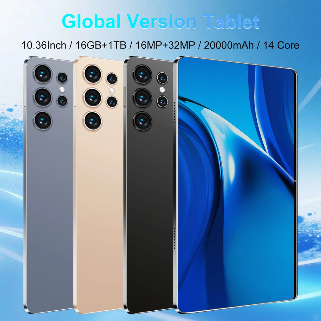 Tablet Android 16GB RAM 1TB ROM 10.36 pollici 14 Core con Funzione Chiamata Android 13 20000mAh Bluetooth Studio Gaming Ufficio Dual SIM 5G WIFI Bluetooth GPS WPS