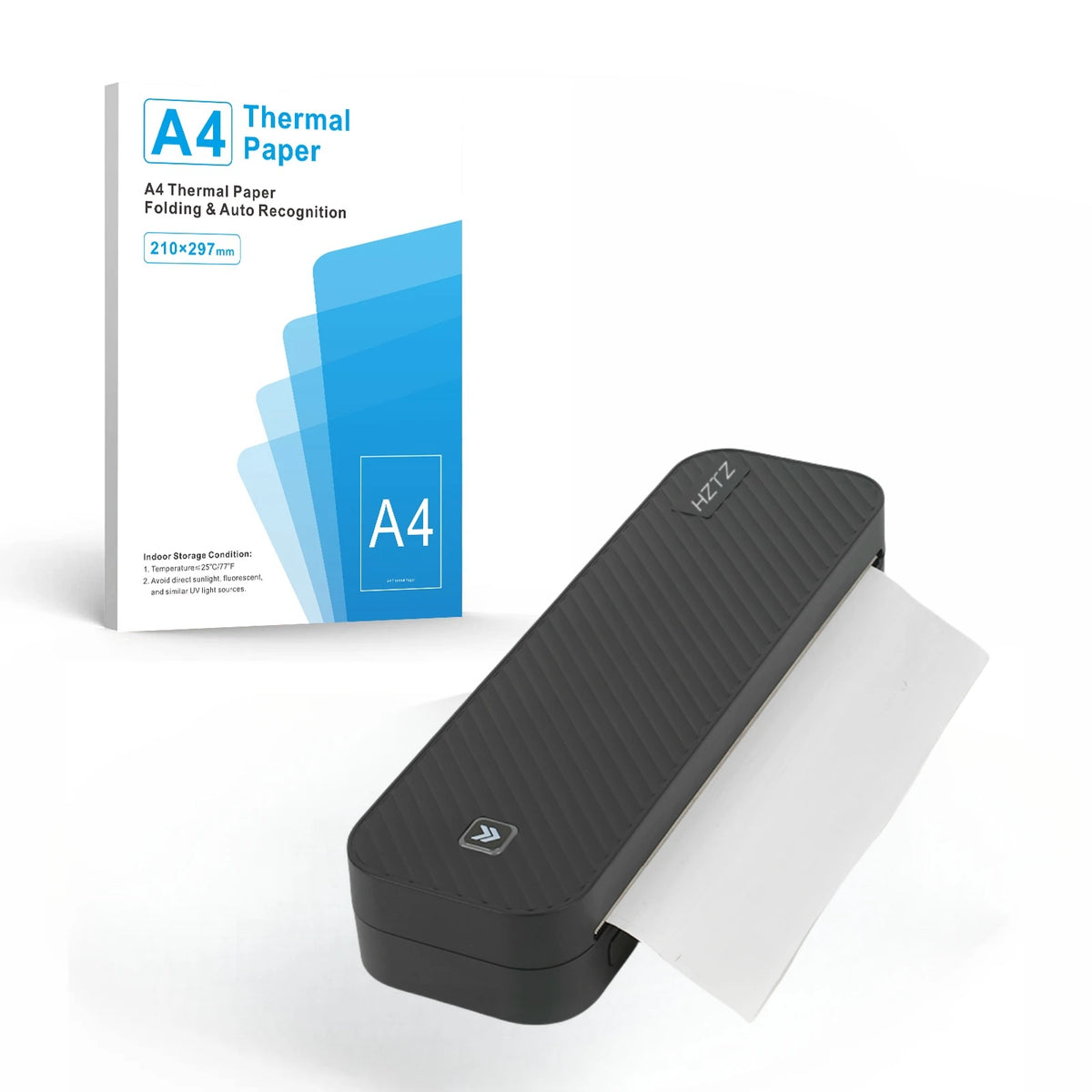 Inkless Portable A4 Thermal Printer, Bluetooth Wireless for PDF Excel Word Documents, Ideal for Home Office School Use