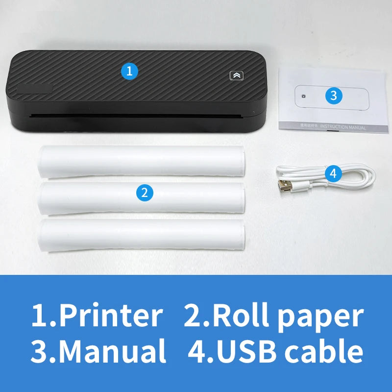 Inkless Portable A4 Thermal Printer, Bluetooth Wireless for PDF Excel Word Documents, Ideal for Home Office School Use