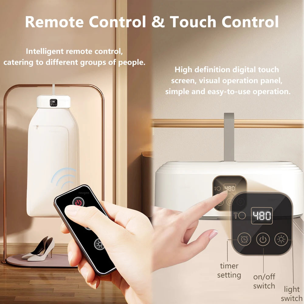 Portable Clothing Dryer Electric Portable Clothes Dryer Folding Portable Clothing Dryer UV Sterilization Foldable Laundry Dryer with Remote Control