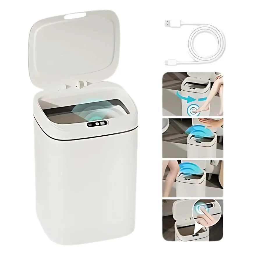 Lixeira 14 Litros Sensor Automático Toque Movimento Inteligente Banheiro Cozinha Quarto Impermeável Resistente à umidade