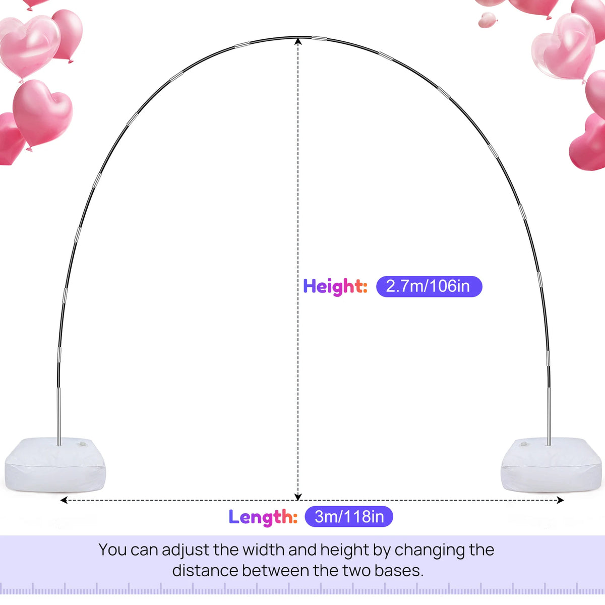 Balloon Stand Holder Adjustable Balloon Arch Kit with Base Half Arch Balloon Support For Birthday Wedding Party Baby Shower