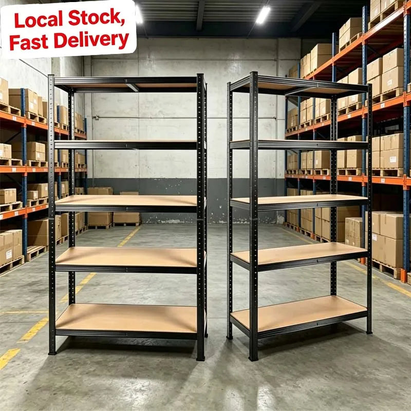 5-Tier Heavy Duty Metal Shelving Unit, 500kg Load Capacity Boltless Design, Freely Split Structure, Adjustable MDF Layer Height, Large Size Multipurpose Storage Rack Ideal for Warehouse Garage Kitchen Bedroom Office Basement
