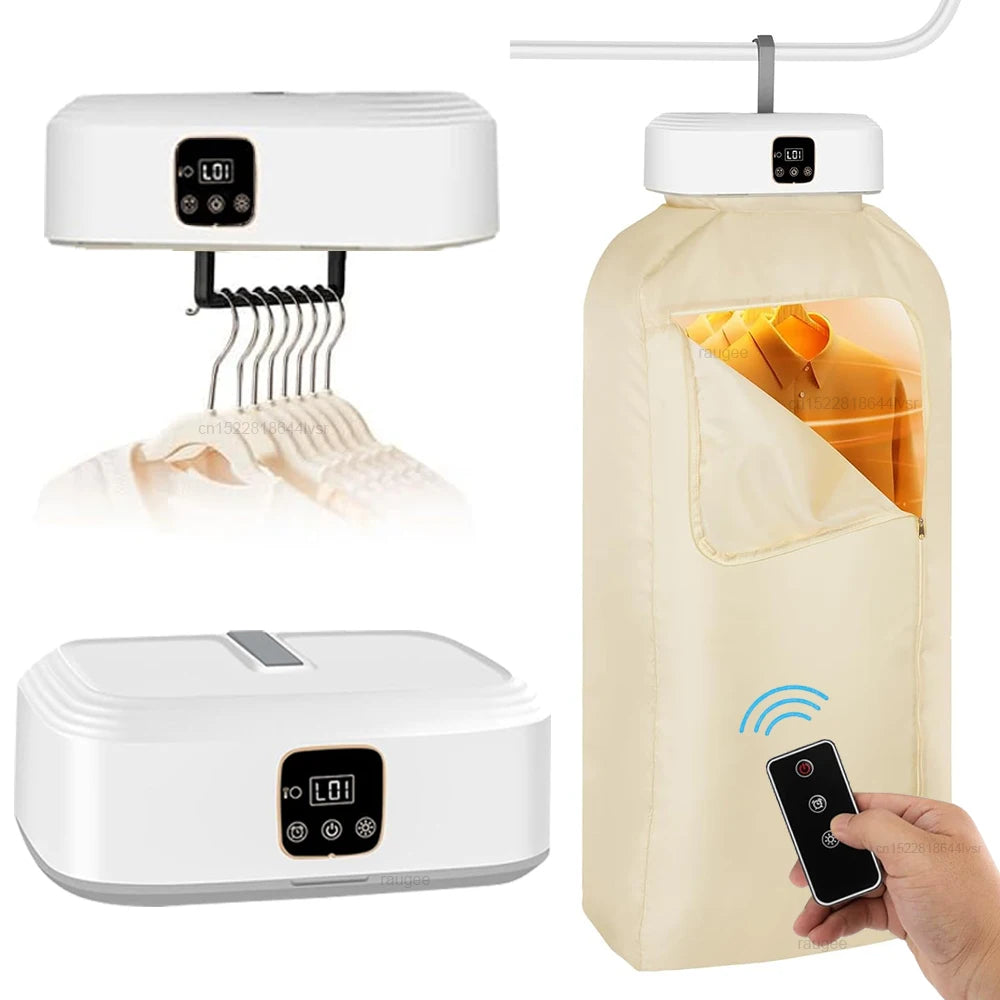 Portable Clothing Dryer Electric Portable Clothes Dryer Folding Portable Clothing Dryer UV Sterilization Foldable Laundry Dryer with Remote Control
