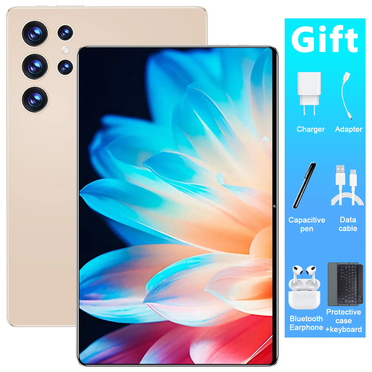 Tablet Android 16GB RAM 1TB ROM 10.36-inch 14 Core Tablet Phone Call Android 13 20000mAh Bluetooth Study Gaming Office Dual Sim 5G WIFI Network Bluetooth GPS WPS