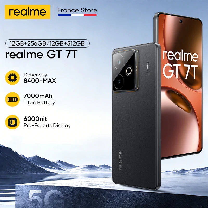Global Version realme GT 7T 5G AI Smartphone Mediatek Dimensity 8400 Max 6.8" AMOLED Display 7000 mAh Battery 120W Charging