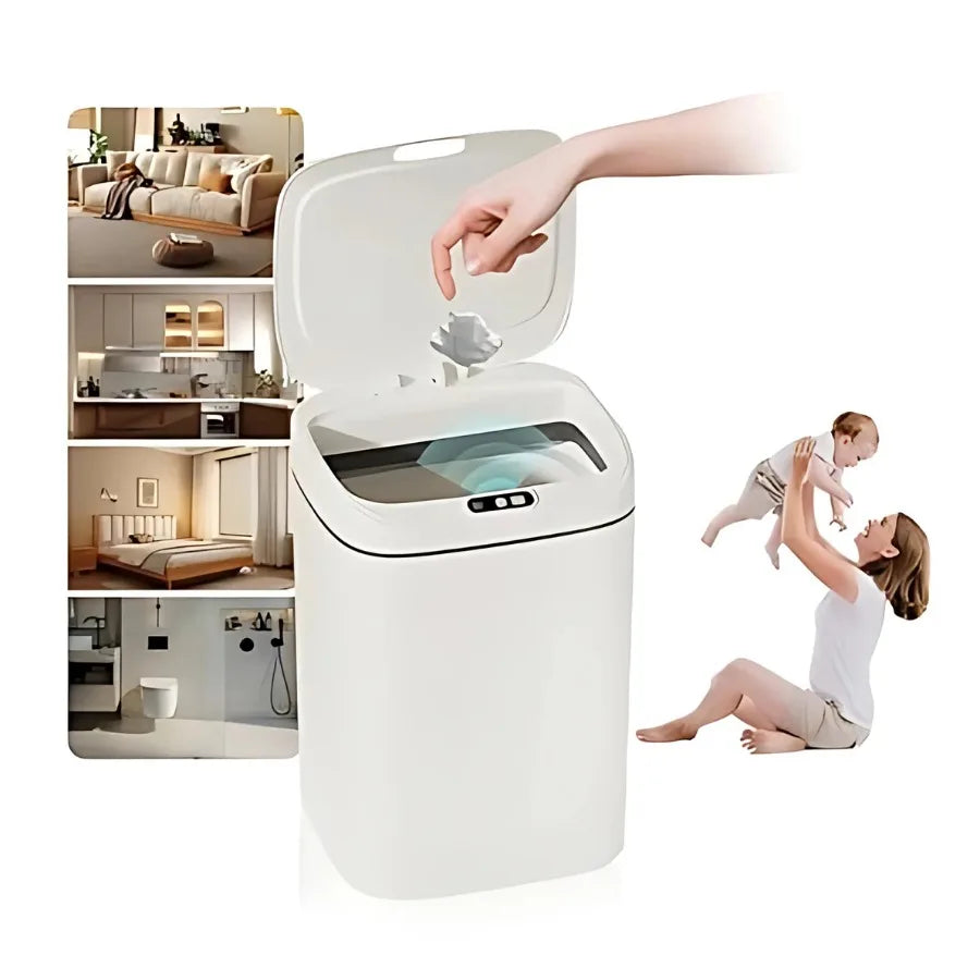 Lixeira 14 Litros Sensor Automático Toque Movimento Inteligente Banheiro Cozinha Quarto Impermeável Resistente à umidade