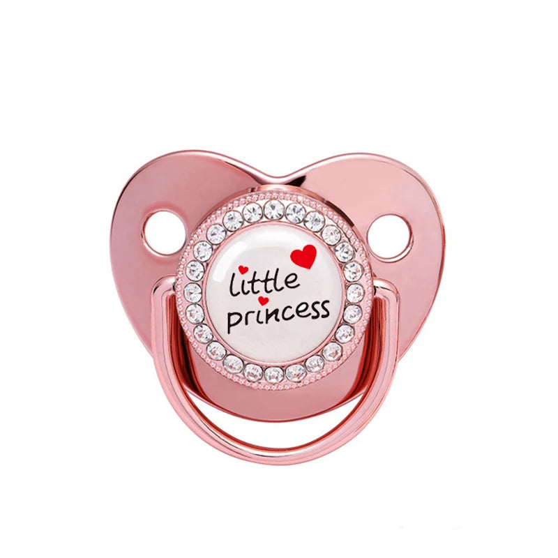 Newborn Pacifier Baby Shower Gift Bling Baby Dummy Silicone BPA Free Infant Nipple New Born Pacifiers For Babies I Love Mum Dad