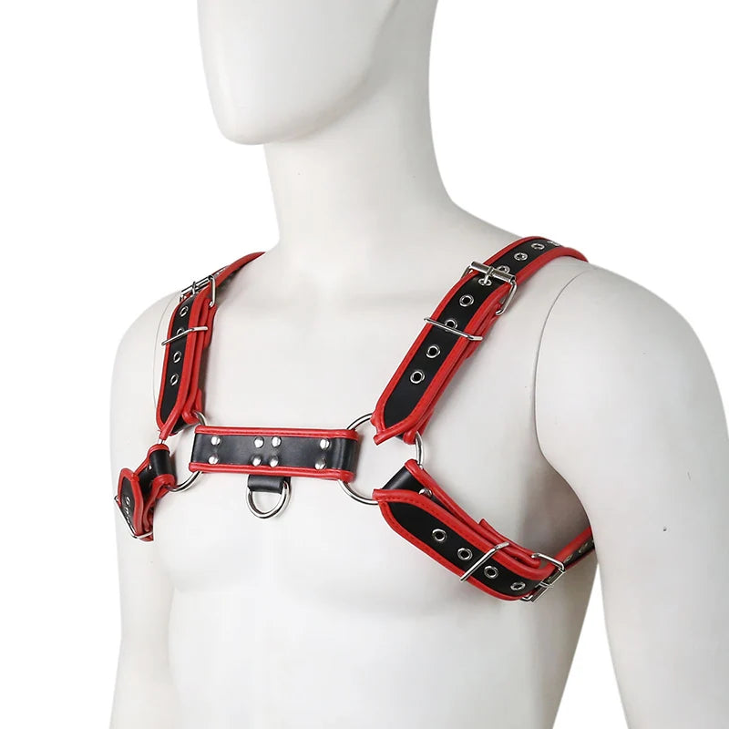 Fashion Puppy Cosplay Dog Mask Head Gear Party PU Leather Rubber Unisex Masks Adjustable Shoulder Strap Leather Chest Harness