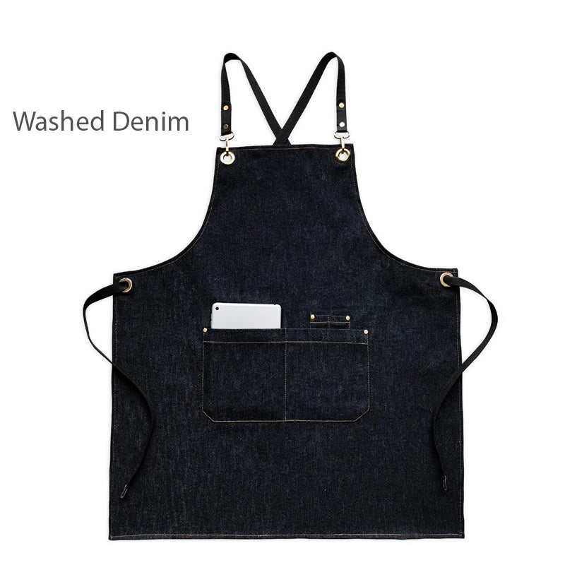 Grembiule da cucina in tela resistente, grembiule da lavoro da barbiere, unisex, con cinghie incrociate regolabili, grembiule con pettorina in ecopelle per parrucchiere da uomo