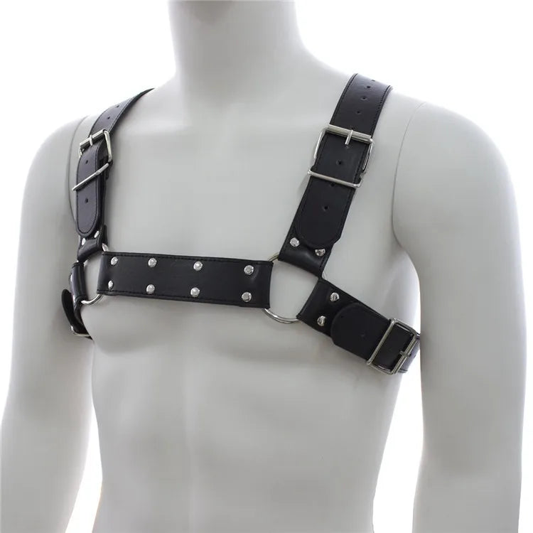 Fashion Puppy Cosplay Dog Mask Head Gear Party PU Leather Rubber Unisex Masks Adjustable Shoulder Strap Leather Chest Harness