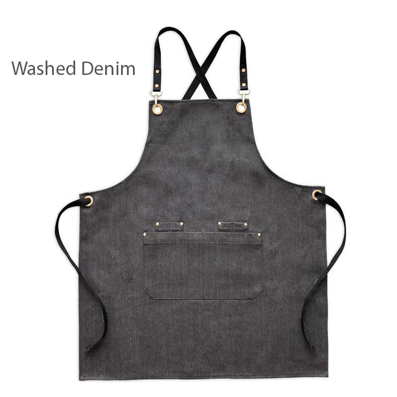 Grembiule da cucina in tela resistente, grembiule da lavoro da barbiere, unisex, con cinghie incrociate regolabili, grembiule con pettorina in ecopelle per parrucchiere da uomo