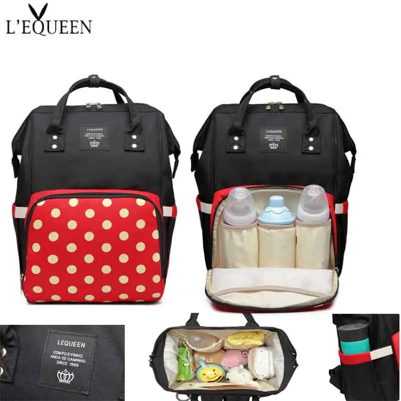 Lequeen Large Capacity Fashion Mommy Bag Maternity Nappy Diaper Bags Travel Backpack Nursing Bag for Baby Care Women's Bag