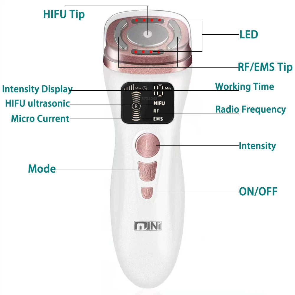 MINI2.0 HIFU Machine Plug-in 3 Mode Ultrasound RF EMS Skin Lifting Firming Tightening Skin Care