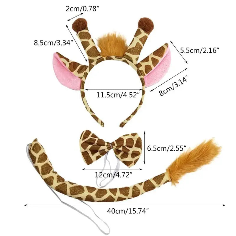 Festival Party Hairy Giraffe Hair Hoop Tail Tie Set Headband Halloween Christmas Costume Cosplay Headwear