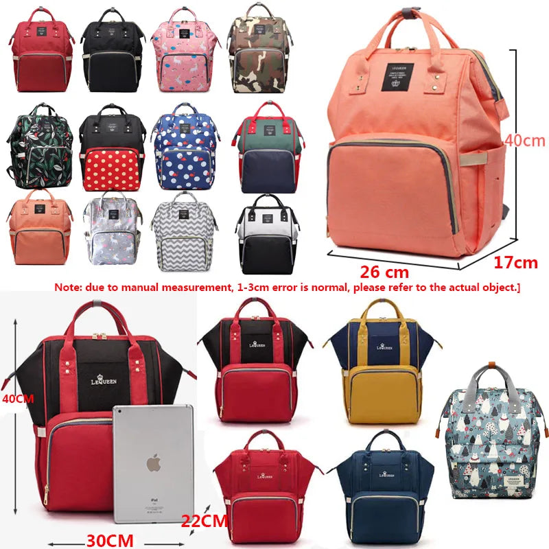 Lequeen Large Capacity Fashion Mommy Bag Maternity Nappy Diaper Bags Travel Backpack Nursing Bag for Baby Care Women's Bag
