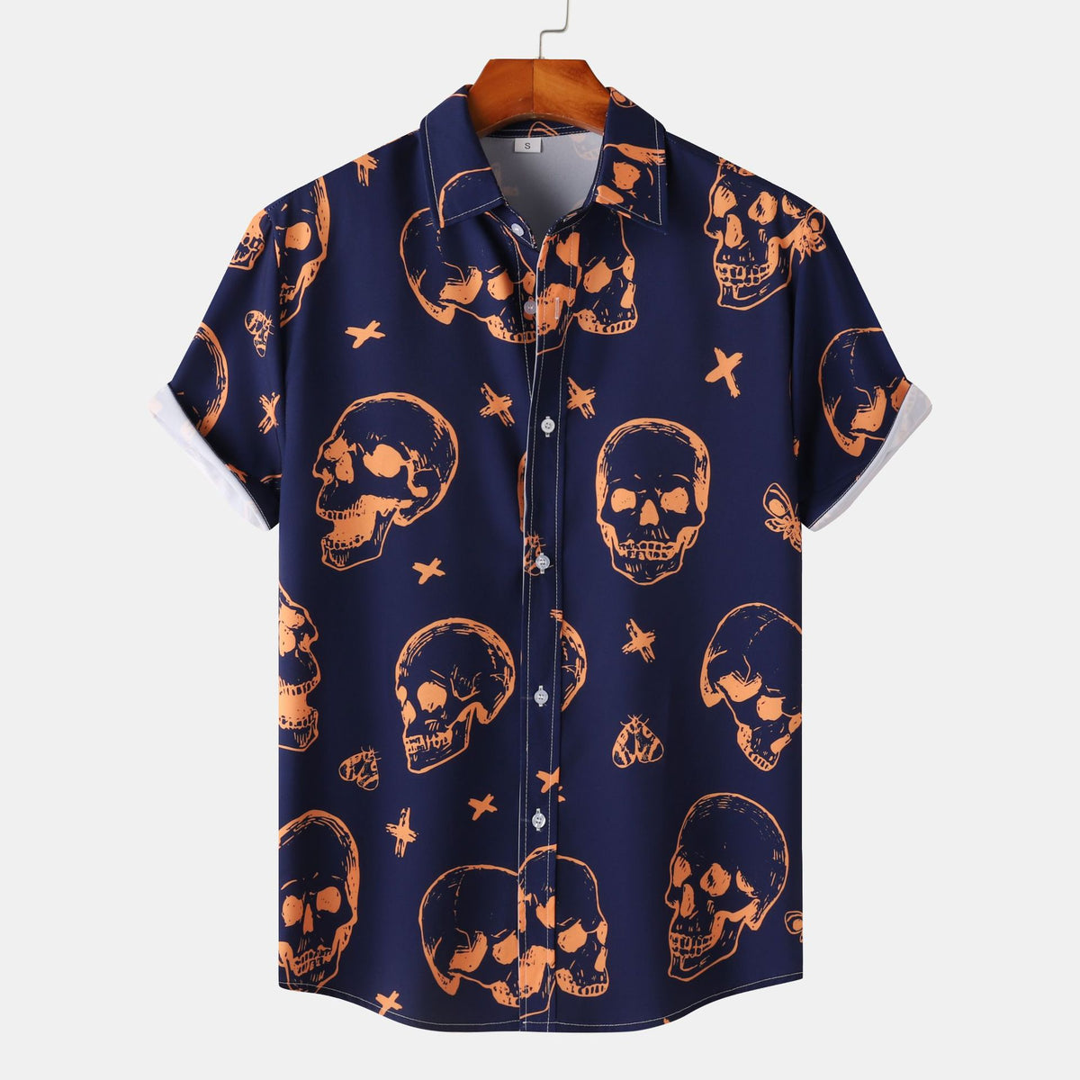 Amazon Cross-border Trade 2024 New Halloween Men's Casual Printed Short-sleeved Shirt Beach Shirt for Men