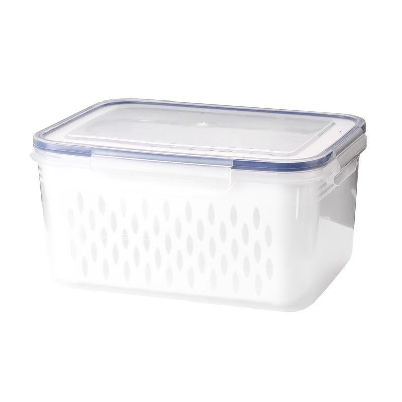 Fcm Food-Grade Certified Fresh-Keeping Box with Lid, Food-Grade Refrigerator Special Sealing Ring with Drain Basket for Kitchen Storage