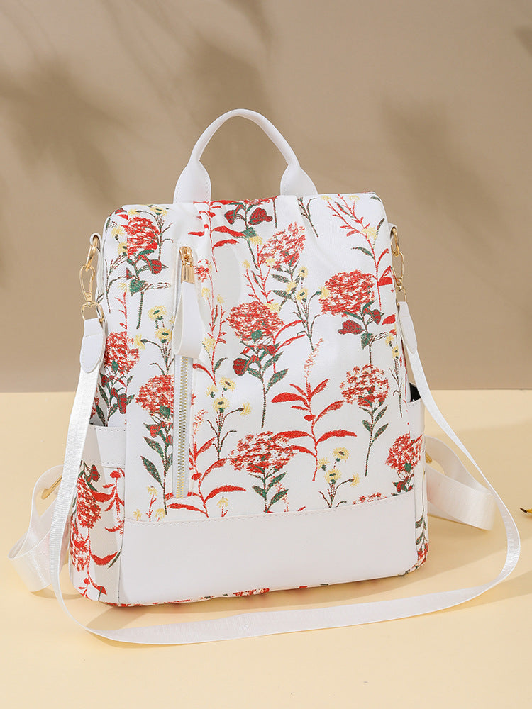 Cross-border Foreign Trade Bag Women's New Multi-functional Large Capacity Backpack PU Fabric Fashion Printed Portable Backpack for Women
