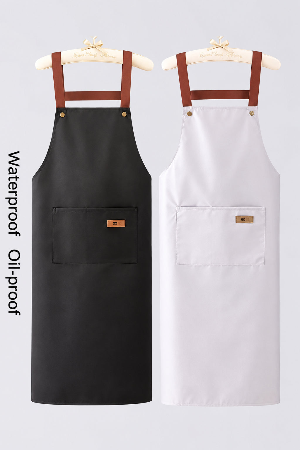 New Waterproof and Oil-Proof Apron Kitchen Cooking Apron Anti-Fouling Fabric Men's and Women's Cafe Printed Work Clothes Customization
