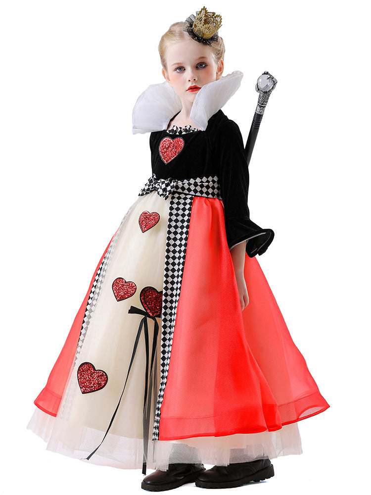 Halloween Cos Queen of Hearts Princess Dress Alice in Wonderland Dress Masquerade Performance Costume