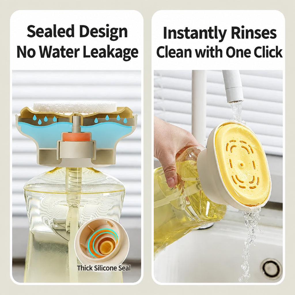Light Luxury Dishwashing Liquid Dispenser, Household Kitchen Creative Dishwashing Liquid Dispenser, Scouring Pad and Bowl Brush Dispensing Artifact