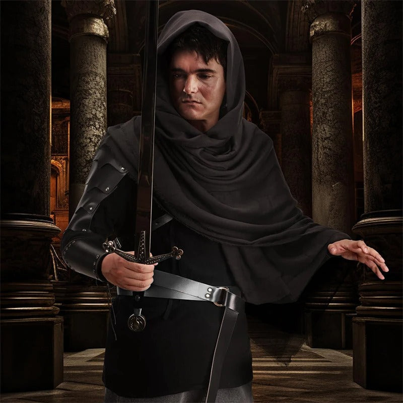 6Pcs Halloween Men Renaissance Costume Set Medieval Pirate Shirt Ankle Strap Pants