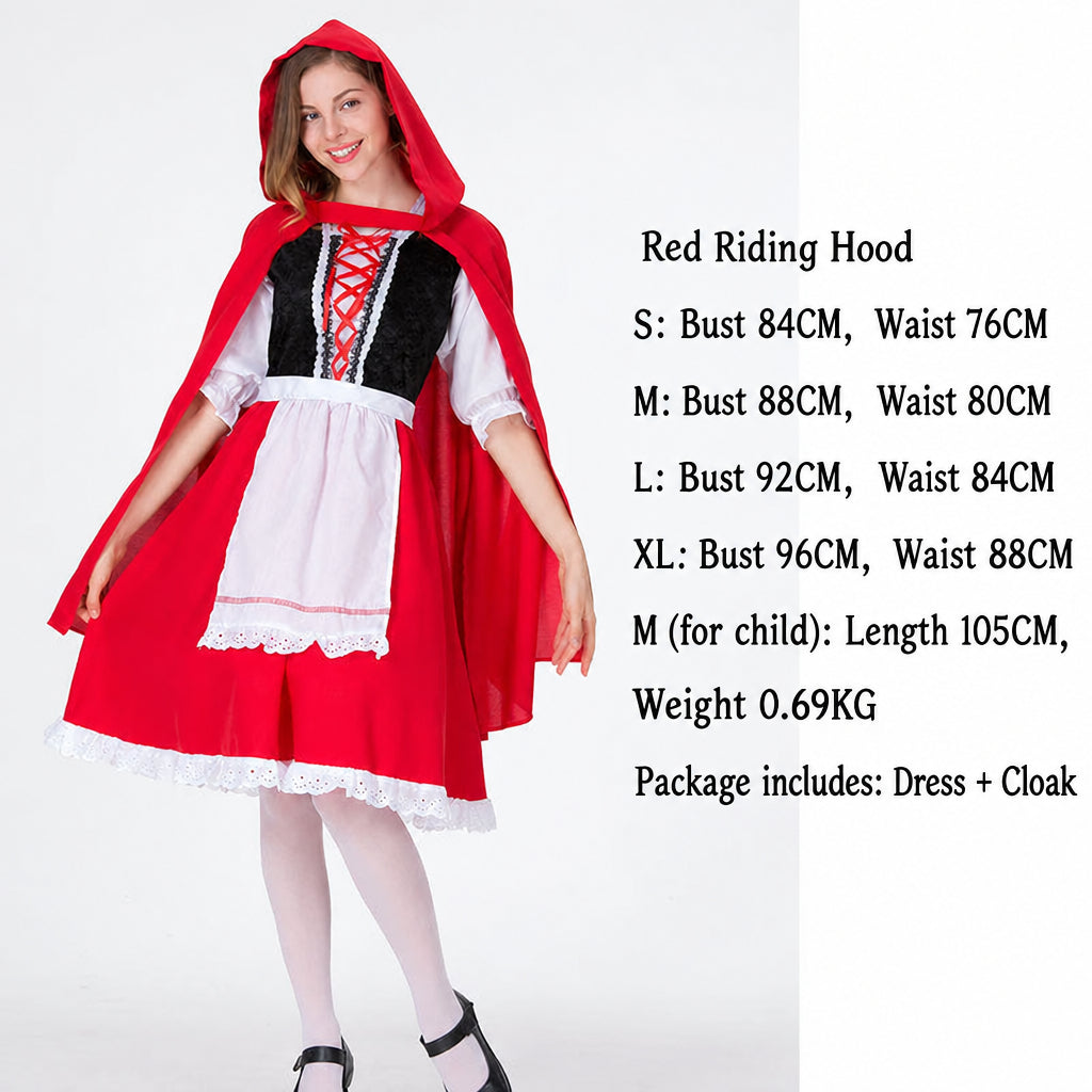 Halloween Retro Palace Dress Little Red Riding Hood Long Dress Cosplay Queen Character Performance Costume
