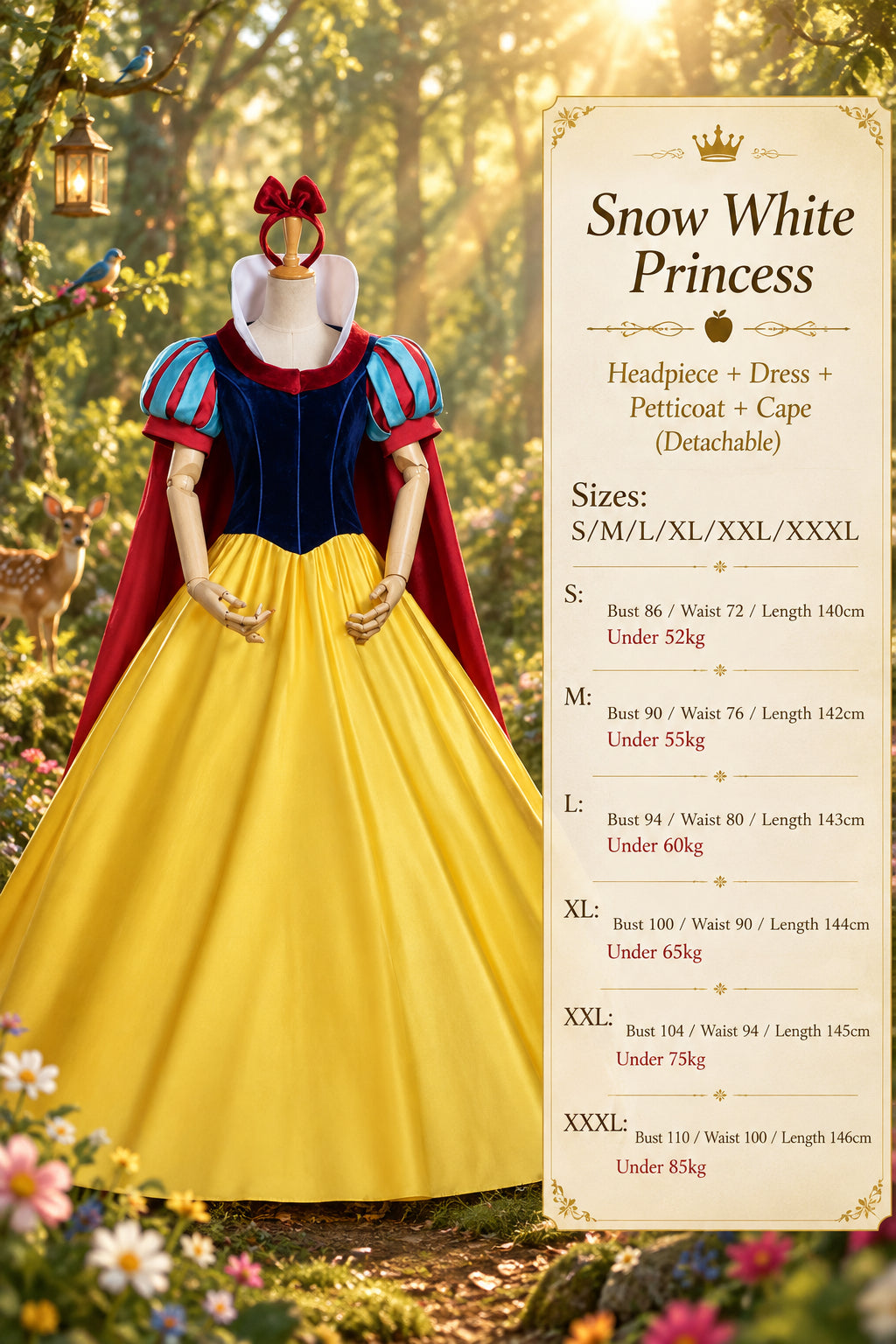 Adult Halloween Snow White Bell Cinderella Ice Sleeping Beauty Rapunzel Party Stage Performance Princess Dress