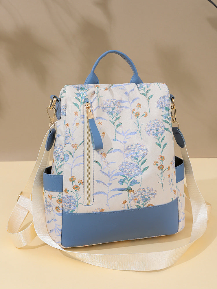 Cross-border Foreign Trade Bag Women's New Multi-functional Large Capacity Backpack PU Fabric Fashion Printed Portable Backpack for Women