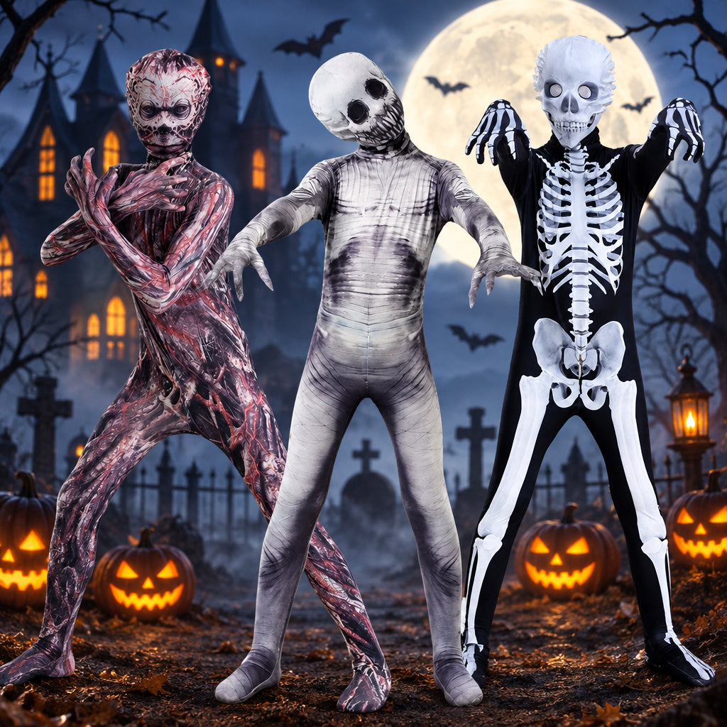 cross-border halloween children's costume cos horror costume jumpsuit zombie costume performance costume props performance costume