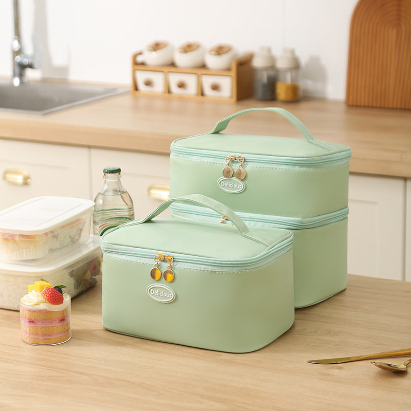 Student Portable Double-Layer Lunch Box Office Worker Lunch Box with Lunch Bag Camping Travel Bag Camping Essentials