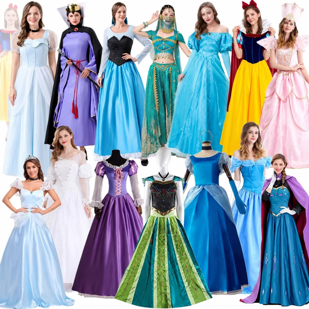 Adult Halloween Snow White Bell Cinderella Ice Sleeping Beauty Rapunzel Party Stage Performance Princess Dress