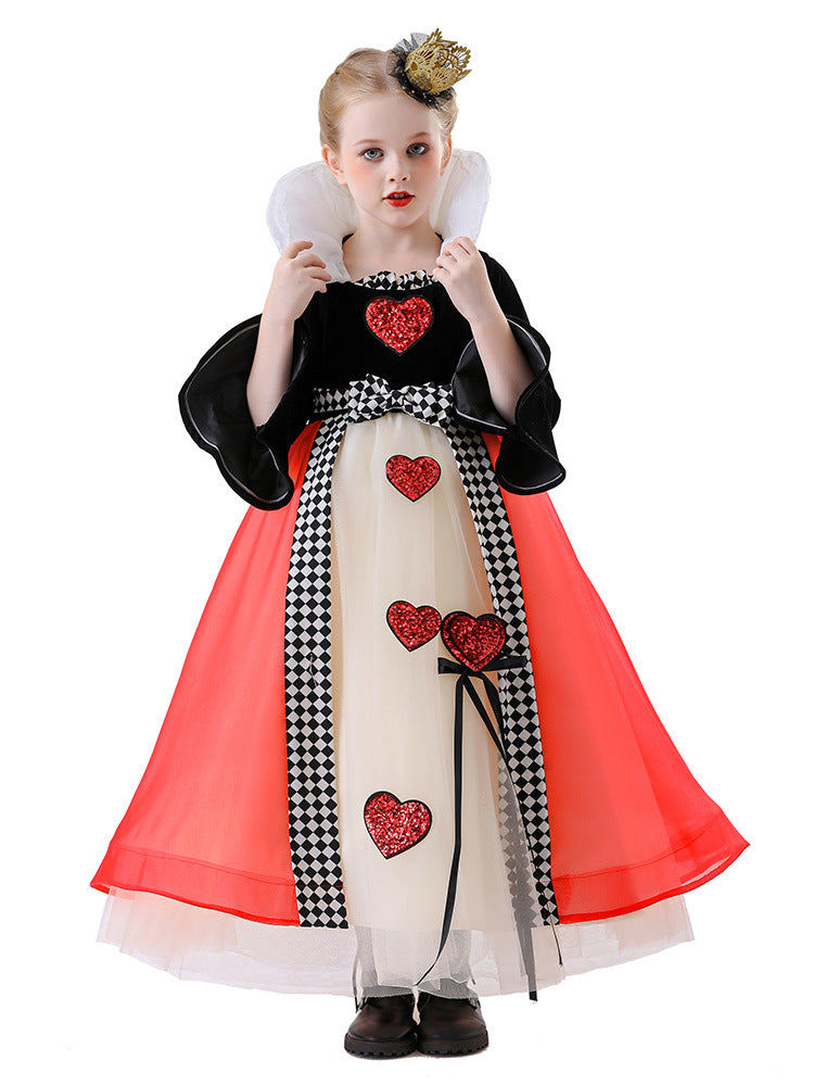 Halloween Cos Queen of Hearts Princess Dress Alice in Wonderland Dress Masquerade Performance Costume