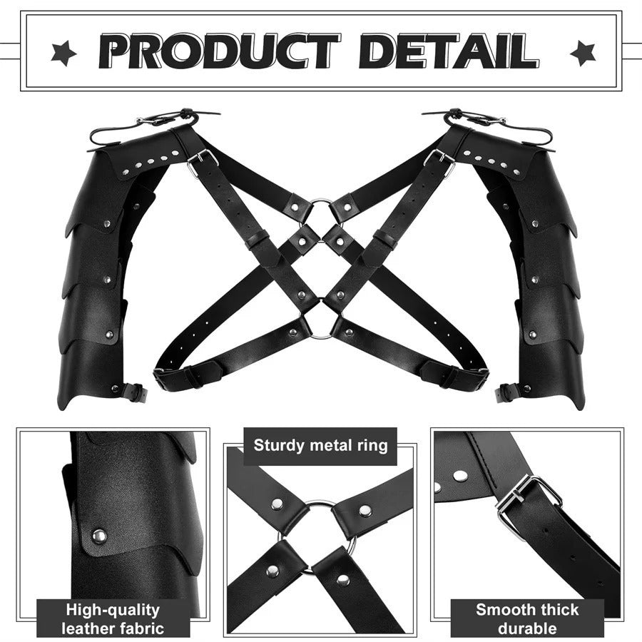 6Pcs Halloween Men Renaissance Costume Set Medieval Pirate Shirt Ankle Strap Pants