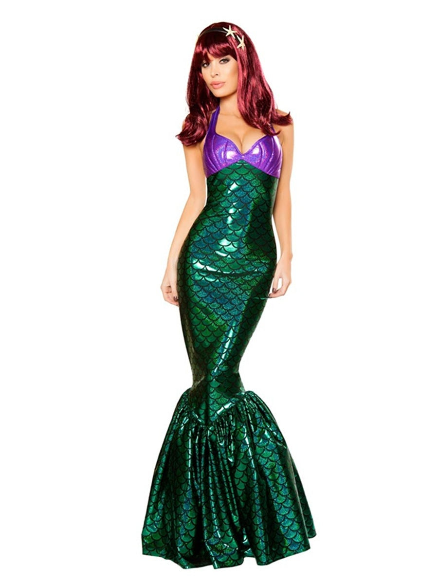 Halloween Costume Foreign Trade Adult Mermaid Princess Dress Cosplay Costume Sexy Chest-Wrapped Performance Evening Dress