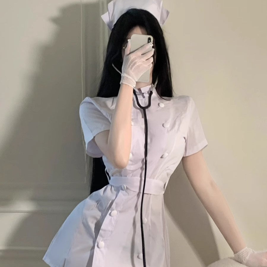 Sexy Pure Desire Uniform Suit Doctor Cosplay White Angel Sexy Costume Halloween Small Breast Nurse Costume
