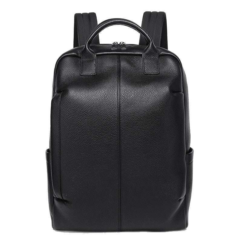 First-Layer Cowhide Backpack, Trendy Brand, High-End Handbag, School Bag, 15-Inch Commuter Leather Computer Business Bag for Men