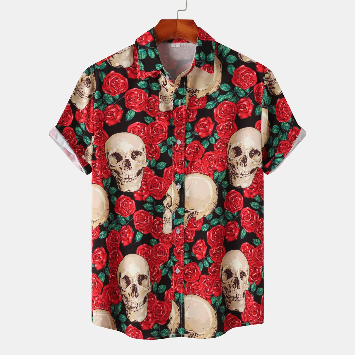 Amazon Cross-border Trade 2024 New Halloween Men's Casual Printed Short-sleeved Shirt Beach Shirt for Men