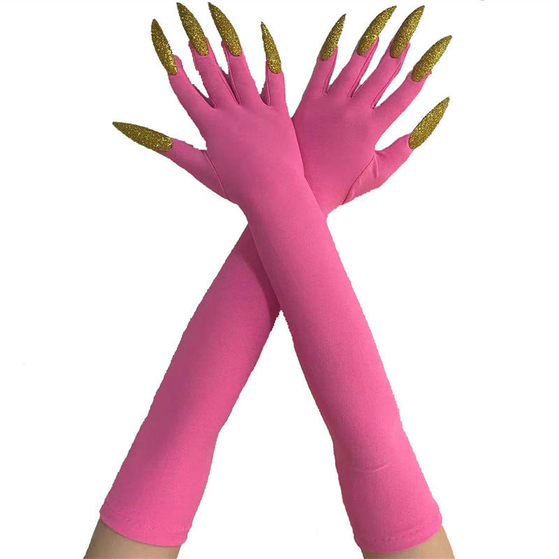 48cm European and American Fashion Halloween Gloves Long Nails Ghost Claw Gloves Long Performance Props Costume Black Red Claw