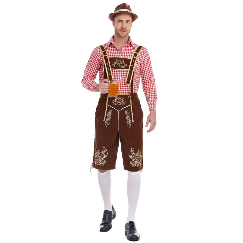 European and American New Products German Oktoberfest Clothing Shirt Overalls Hat Three-Piece Suit Men's Beer Suit