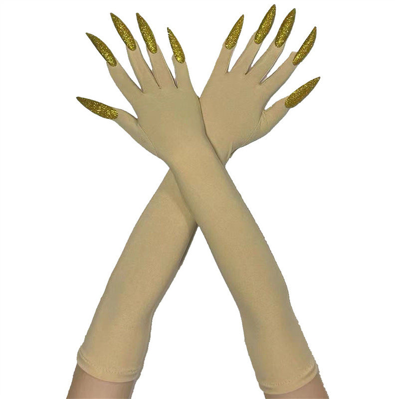 48cm European and American Fashion Halloween Gloves Long Nails Ghost Claw Gloves Long Performance Props Costume Black Red Claw