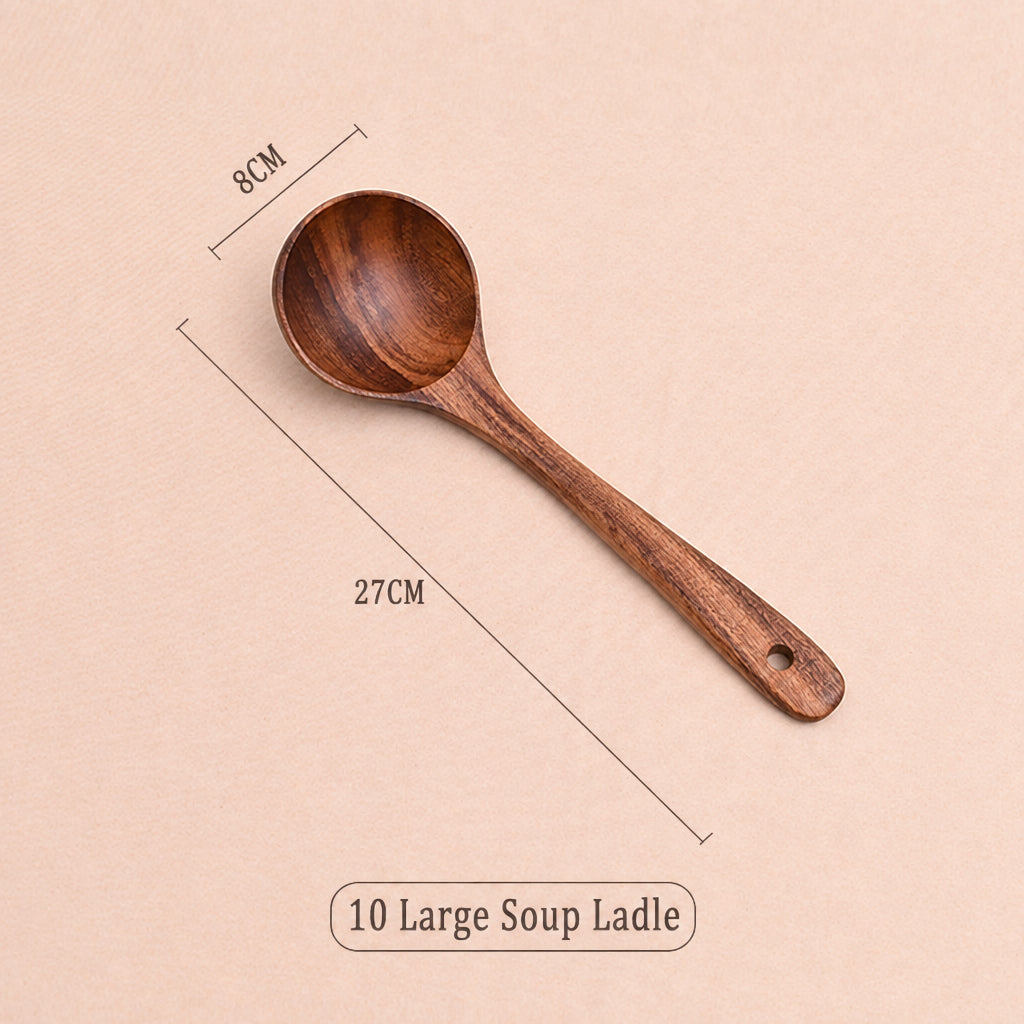 Paint-free Wax-free Wooden Cooking Spoon Shovel suit Kitchenware Long Handle Non-stick Pan Stir-frying Shovel Wooden Acacia Soup Spoon